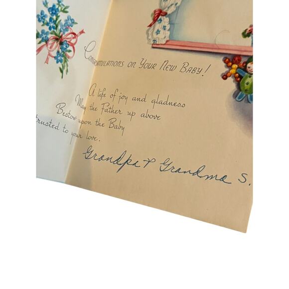 Baby Newborn Cards (4) Welcome Congratulations VTG Used USA Made Birth Announce - Picture 4 of 9